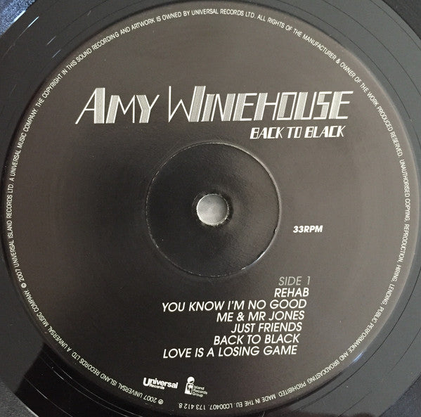 Image of Label Cover of LP - VG/VG - AMY WINEHOUSE, Back To Black (Universal Records; 173 412 8, Europe 2015 Reissue, Inner, 180g), Sleeve is creased., - 4116166C