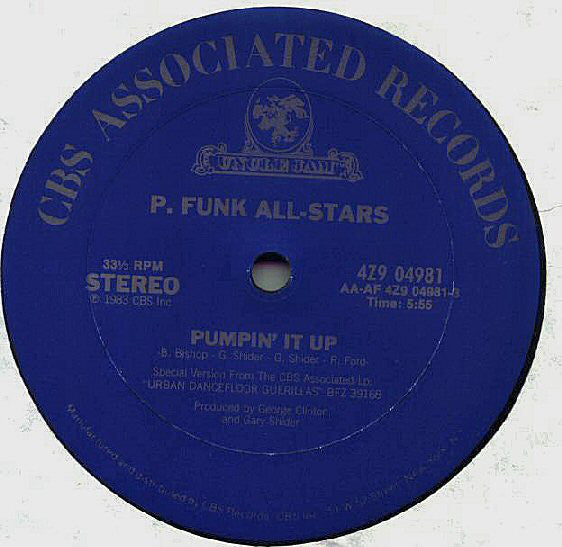Image of Front Cover of 12" - /G+ - P. FUNK ALL-STARS, Pumpin' It Up (CBS Associated Records; 4Z9 04981, Uncle Jam 4Z9 04981, US 1983, Plain Sleeve), light scuffs and marks both sides, - 3246045S