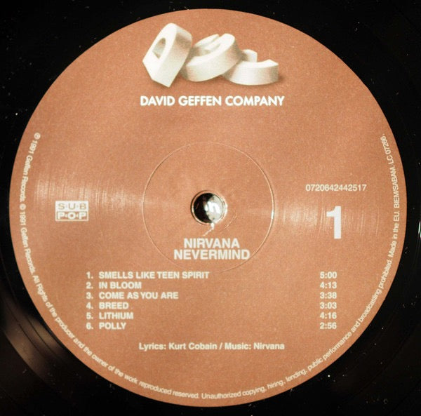 Image of Label Cover of LP - VG+/VG+ - NIRVANA, Nevermind (DGC / Back To Black; 0720642442517, Europe 2017 Reissue, Inner, 180 Gram Vinyl), , - 3046196S