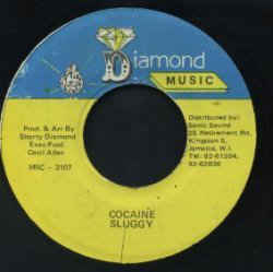 Image of Front Cover of 0325277E: 7" - SLUGGY, Cocaine / Dollars (Version) (Diamond Music; MSC - 3107, Jamaica 1990s, Plain Sleeve) Light marks and fogging /VG