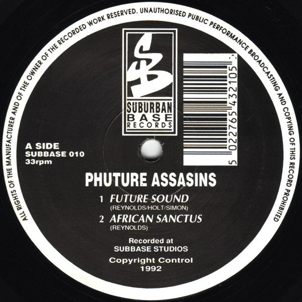 Image of Label Cover of 12" - VG/VG - PHUTURE ASSASSINS, Future Sound E.P (Suburban Base Records; SUBBASE 010, UK 1992, Picture Sleeve), light scuffs and one or two hairlines. faint edge wear to sleeve - sticker top right, - 4046310S