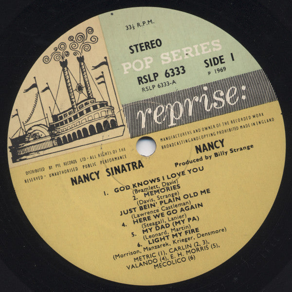 Image of Label Cover of LP - VG/VG - NANCY SINATRA, Nancy (Reprise Tricolour; RSLP6333, UK 1969, Laminated Flipback Sleeve), , - 3626180E