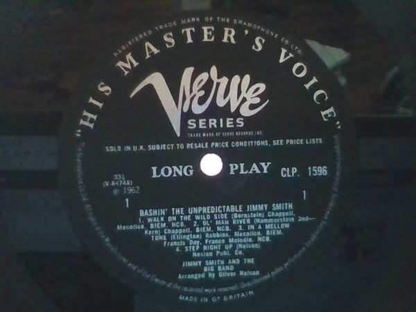 Image of Label Cover of LP - VG/VG - JIMMY SMITH, Bashin' - The Unpredictable Jimmy Smith (His Master's Voice; CLP 1596, UK 1962, Laminated Front Flipback Sleeve, Mono), Hairlines, name written on back cover, - 2846098S