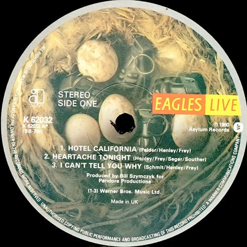 Image of Label Cover of 2xLP - VG+/VG - EAGLES, Eagles Live (Asylum; K 62032, UK 1980, Gatefold, 2 Inners, No Poster), , - 2226339E