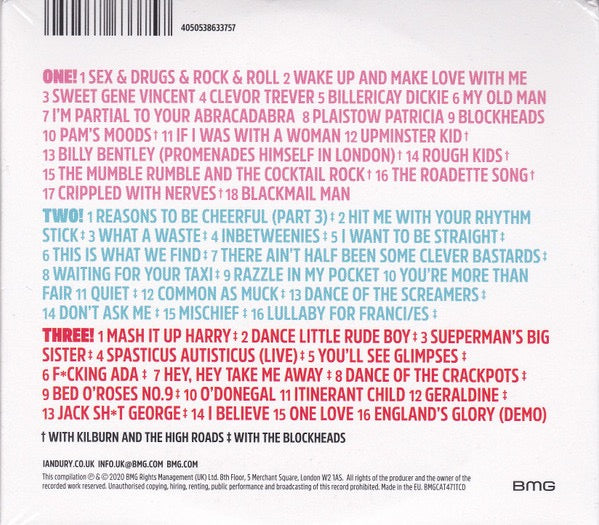 Image of Back Cover of 3xCD - VG+/VG+ - IAN DURY, Hit Me! The Best Of Ian Dury (BMG; BMGCAT471TCD, Europe 2020, Quadruple Gatefold), , - 1216028C