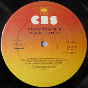 Image of Label Cover of LP - VG/VG - WEATHER REPORT, Heavy Weather (CBS (Sunburst Labels); S 81775, UK 1977), Some superficial marks to disc and price sticker to sleeve., - 3516244C