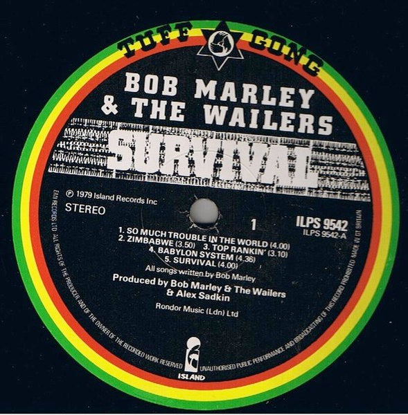 Image of Label Cover of 0516415C: LP - BOB MARLEY AND THE WAILERS, Survival (Tuff Gong / Island Records; ILPS 9542, UK 1979, Inner) VG/G+