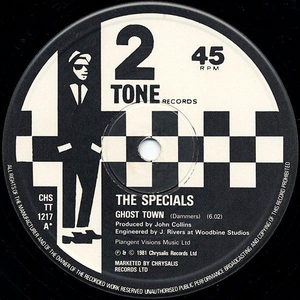 Image of Label Cover of 12" - G+/VG - THE SPECIALS, Ghost Town / Why? / Friday Night, Saturday Morning (Two-Tone Records; CHS TT 1217, UK 1981, Picture Sleeve), Hairlines, old price sticker, edge wear, - 3946388S