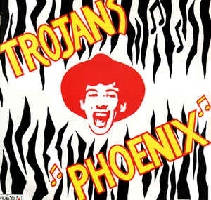 Image of Front Cover of 12" EP - VG/VG+ - THE TROJANS, Phoenix (Gaz's Rockin' Records; 12 GAZ 006, UK 1988, Picture Sleeve, Red Vinyl, Ltd to 2000, Janice Long BBC Session tracks), Edge Wear, signed by Rudy on back cover, - 2246026S