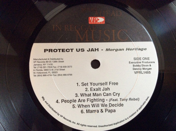 Image of Label Cover of LP - VG+/VG - MORGAN HERITAGE, Protect Us Jah (VP Records ; VPRL-1485, US 1997), Two longer surface marks across A-side. Shrink-wrap on sleeve, - 3216336C