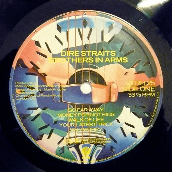 Image of Label Cover of LP - VG/VG - DIRE STRAITS, Brothers In Arms (Vertigo Custom Label; VERH 25, UK 1985, Non-Hype Stickered Sleeve, Inner, "MASTERDISK" Runout Both Sides. Pink Barcode), , - 3226180E