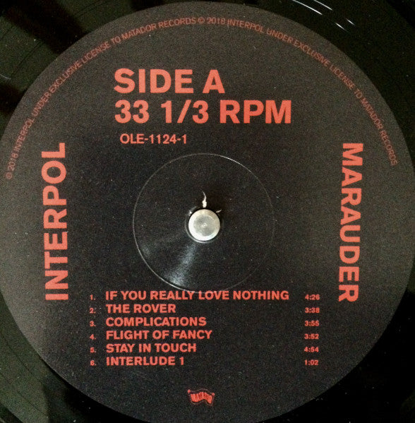 Image of Label Cover of LP - VG+/VG+ - INTERPOL, Marauder (Matador; OLE-1124-1, Europe 2018, Inner), , - 4046201S