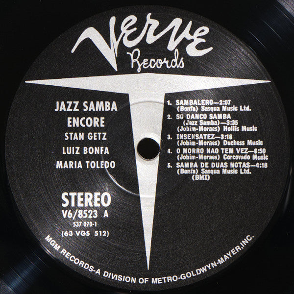 Image of Label Cover of LP - VG+/VG+ - STAN GETZ / LUIZ BONFA, Jazz Samba Encore! (Verve Records; V6-8523, Germany 2000 Reissue, Gatefold, 180 Gram Vinyl), , - 4346209S