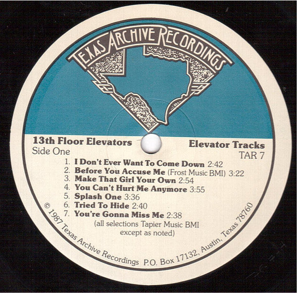 Image of Label Cover of LP - VG+/VG+ - 13TH FLOOR ELEVATORS, Elevator Tracks (Texas Archive Recordings ; TAR 7, US 1987, Pasteback Sleeve), , - 3626033E