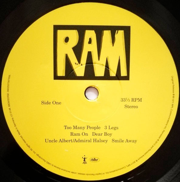 Image of Label Cover of LP - NEW/NEW - PAUL AND LINDA MCCARTNEY, Ram (MPL ; 5756765, Europe 2017 Reissue, Gatefold, Insert), , - 2116503C