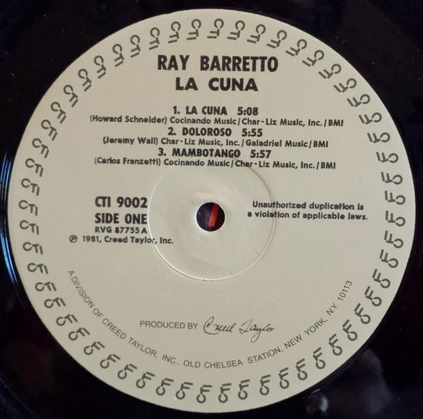 Image of Label Cover of LP - VG/VG - RAY BARRETTO, La Cuna (CTI; CTI9002, US 1981, Glossy Sleeve, Company Inner), Light hairlines. Heavy edgewear. , - 3926373E