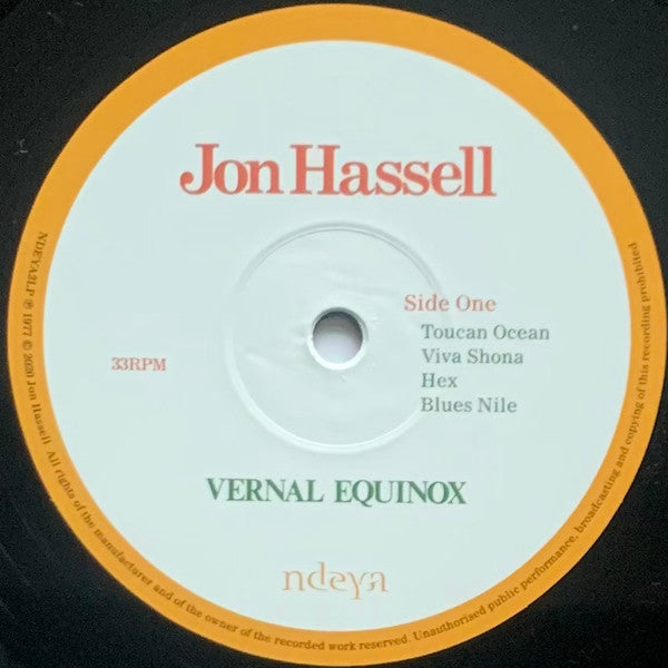 Image of Label Cover of LP - VG+/VG - JON HASSELL, Vernal Equinox (Ndeya ; NDEYA2LP, Europe 2020 Reissue, Inner), Light Marks only., - 3016016C