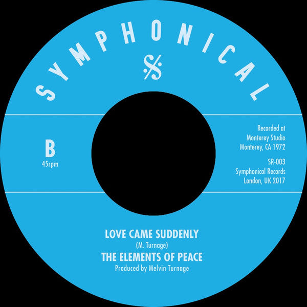Image of Back Cover of 7" - /EX - ELEMENTS OF PEACE, Lost Control / Love Came Suddenly (Symphonical ; SR 003, UK 2017, Plain Sleeve, Limited Edition of 500), , - 2556067S