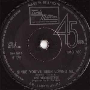 Image of Label Cover of 7" - VG+/EX - THE VELVELETTES, These Things Will Keep Me Loving You / Since You've Been Loving Me (Tamla Motown ; TMG 780, UK 1971 Reissue, Company Sleeve), Some writing on company sleeve., - 0756115S