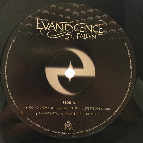 Image of Label Cover of LP - NEW/NEW - EVANESCENCE, Fallen (The Bicycle Music Company ; 7202509, Europe 2017 Reissue, Inner, 180 Gram Vinyl), , - 4016297C