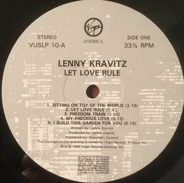 Image of Label Cover of LP - VG/VG - LENNY KRAVITZ, Let Love Rule (Virgin; VUSLP 10, UK 1989, Inner, A3/B3), , - 1526270E