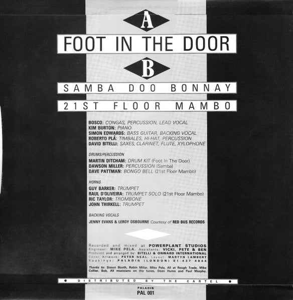 Image of Back Cover of 12" - VG/VG+ - ONWARD INTERNATIONAL, Foot In The Door (Paladin Records ; PAL 001, UK 1985, Picture Sleeve), Disc has one superficial mark but is otherwise clean., - 2516221C