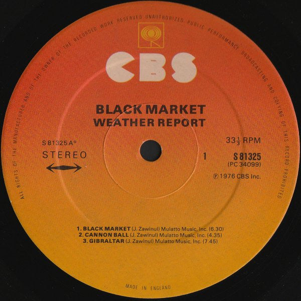 Image of Label Cover of LP - VG+/VG+ - WEATHER REPORT, Black Market (CBS ; CBS 81325, UK 1976, Tracklisting bottom of labels), Top copy!, - 2816204C