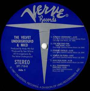 Image of Label Cover of LP - VG+/VG+ - THE VELVET UNDERGROUND AND NICO, The Velvet Underground and Nico (Verve; 371710-8, UK 2020 Reissue, Gatefold With Peelable Banana, 180 Gram Vinyl), , - 4226186E