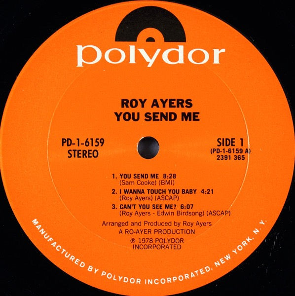 Image of Label Cover of LP - VG/G+ - ROY AYERS, You Send Me (Polydor; PD-1-6159, US 1978, Inner), Light marks only, - 4416058C