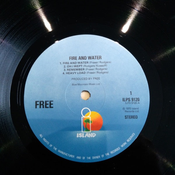 Image of Label Cover of LP - VG/VG - FREE, Fire And Water (Island Records Night & Day Labels; ILPS 9120, UK 1970s Reissue), Strong VG, - 3416340C