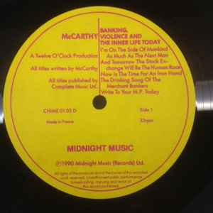 Image of Label Cover of LP - VG+/VG+ - MCCARTHY, Banking, Violence And The Inner Life Today (Midnight Music ; CHIME 01.05 D, UK 1990, Inner), , - 2126046E