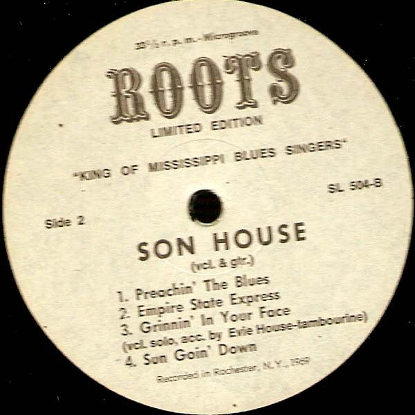 Image of Label Cover of LP - VG/EX - SON HOUSE, The Vocal Intensity Of Son House (Roots; SL-504, UK , Laminated Sleeve), Looks Unplayed, Stains On Sleeve, - 0726235E