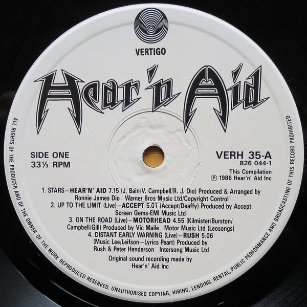 Image of Label Cover of LP - VG+/VG+ - HEAR'N AID, Hear'n Aid (Vertigo ; VERH 35, UK 1986, Inner), , - 3416490C