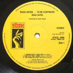 Image of Label Cover of LP - VG/VG+ - ISAAC HAYES, ...To Be Continued (Stax ; STAXL. 5008, UK 1981 Reissue), Sleeve opening taped., - 3716072C