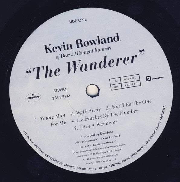 Image of Label Cover of LP - VG/VG - KEVIN ROWLAND, The Wanderer (Mercury; MERH 121, UK 1988, Inner), Signed on front: 'To 'illegible name' best wishes, Kevin Rowland', - 3226073E