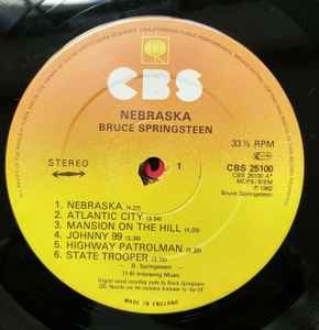 Image of Label Cover of LP - G+/G - BRUCE SPRINGSTEEN, Nebraska (CBS Orange/Yellow; CBS 25100, UK 1982, Inner, CB 271 Price Code / 57 On Rear Of Sleeve.), Sleeve worn & creased., - 4116220C