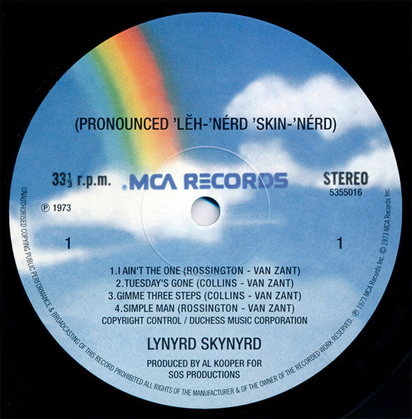 Image of Label Cover of LP - VG+/VG+ - LYNYRD SKYNYRD, (Pronounced 'L h-'n rd 'Skin-'n rd) (MCA Blue Rainbow; 5355016, Europe 2015 Reissue, Gatefold, Black Inner, 180 Gram Vinyl), , - 3446119S