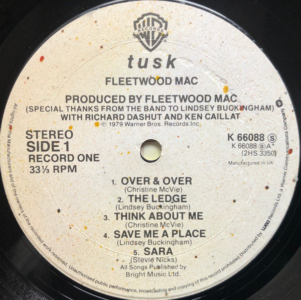 Image of Label Cover of 2xLP - VG/VG+ - FLEETWOOD MAC, Tusk (WB - Wide Pressing Ring; K66088, UK 1979, Embossed Sleeve, 4 Inners, STEREO Above Side Indicator), Edge Wear, - 1946377S