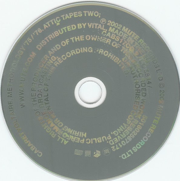 Image of Label Cover of 3xCD - VG/VG+ - CABARET VOLTAIRE, Methodology '74 / '78. Attic Tapes; (Mute; CABS17CD, Europe 2003, Box Set, Booklet & 3 Inners), Slight Shelf Wear, - 1536011E
