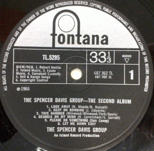 Image of Label Cover of 3945107S: LP - THE SPENCER DAVIS GROUP, The Second Album (Fontana; TL 5295, UK 1966, Laminated Pasteback Sleeve, Mono) Disc covered in hairlines. VG/G