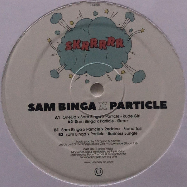 Image of Label Cover of 12" - EX/EX - SAM BINGA X PARTICLE, Skrrrrr (Critical Music; CRIT183, UK 2021, Picture Sleeve, White Vinyl), , - 3446126S