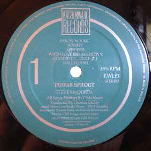 Image of Label Cover of LP - VG/VG - PREFAB SPROUT, Steve McQueen (Kitchenware Records; KWLP3, UK 1985, CBS Logo Not Home Taping, Inner, No "Freakin'" In Runout), Hairlines, edge wear, - 3046060S