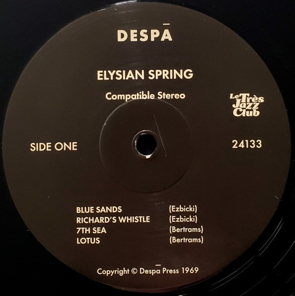 Image of Label Cover of LP - VG+/G+ - ELYSIAN SPRING, Glass Flowers (Le Tres Jazz Club / Despa; NO.349, UK 2018 Reissue, Pasteback Sleeve), Disc has a fair few light marks., - 1716095C