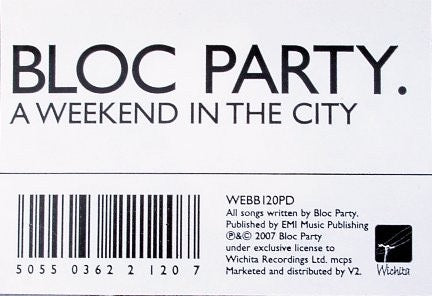 Image of Label Cover of LP - VG+/VG+ - BLOC PARTY, A Weekend In The City (Wichita; WEBB120PD, UK & Ireland 2007, Stickered Plastic Sleeve, Picture Disc), , - 2626126E