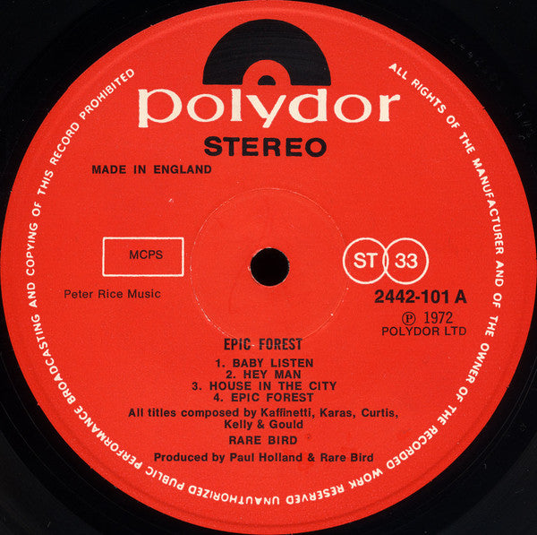 Image of Label Cover of LP - VG/G+ - RARE BIRD, Epic Forest (Polydor; 2449101, UK 1972, Die Cut Gatefold Sleeve, No Poster, With 7"), , - 3826278E