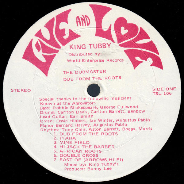 Image of Label Cover of LP - VG+/VG+ - KING TUBBY, Dub From The Roots (Live And Love; TSL 106, US 1970s Reissue, Stereo), Shiny clean, EX copy. Sleeve in shrink., - 3026220E