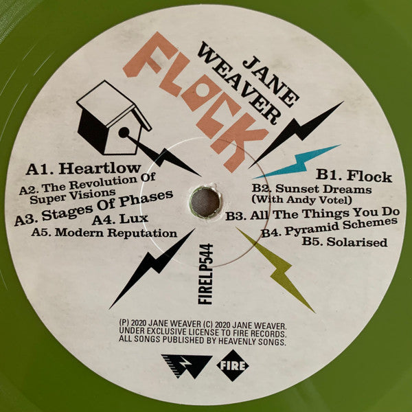 Image of Label Cover of LP - EX/EX - JANE WEAVER, Flock (Fire Records; FIRELP544, UK 2021, Black Inner, Poster, Rough Trade Sticker, Olive Green Vinyl With Obi & CD), Still in hype stickered shrinkwrap., - 2416455C