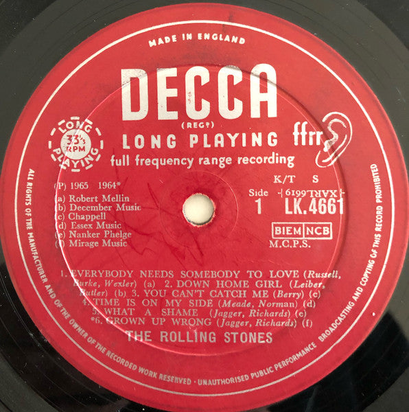 Image of Label Cover of LP - G/G - THE ROLLING STONES, No 2 (Decca Red Unboxed ; LK 4661, UK 1965, Non Flipback Blind Man Sleeve, Mono, Rights Companies On Right of Label), Lots of light scratches, small splits down spine, edge wear, foxing, - 3346167S