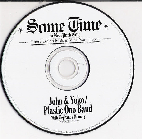 Image of Label Cover of 4935230E: CD - JOHN & YOKO / PLASTIC ONO BAND / ELEPHANTS MEMORY PLUS INVISIBLE STRINGS, Some Time In New York City (Parlophone; 094634097628, Australasia 2005 Reissue, Jewel Case) VG+/VG+
