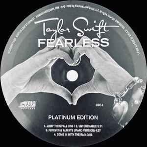 Image of Label Cover of 2xLP - VG+/VG - TAYLOR SWIFT, Fearless (Platinum Edition) (Big Machine Records ; 00843930021147, Europe 2016 Reissue, Gatefold, 180 Gram Vinyl), Strong VG - a few hairlines, NB LPs are in archival inners, not original paper inners, - 2646009S